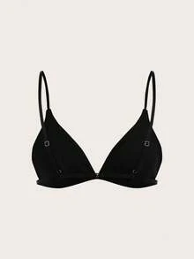 Women's Black PU Leather Backless Plunge Bra Punk Style Adjustable Strap Bralette - Black - View 5