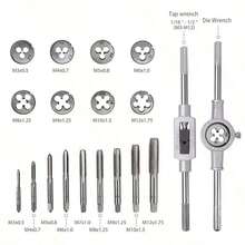 20Pcs Tap And Die Set  Tap Wrench Threading Tools Metric/Imperial Hand Tapping Tools For Metalworking Screw Thread Tap Die Tap,Tools For Men - one size fits all - View 5