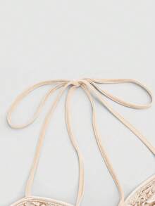 Sweetra Áo hai dây nữ cỡ lớn màu trơn mới, chất liệu ren dệt, có dây rút, kiểu dáng spaghetti, thích hợp mặc hàng ngày, đi học, đi biển, mùa xuân, mùa hè, mùa thu. - Màu be - Xem 3