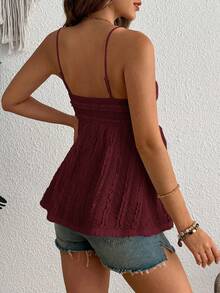 SHEIN Women's Fashion Pleated Design Solid Color Lace Maternity Camisole - Burgundy - View 2