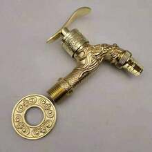 1 Piece Classic Retro European Style Cold Water Wall Mounted Faucet, Stainless Steel Material, Perfect For Kitchen Sink, Washing Machine, Outdoor Garden And Bathroom Accessories - Gold - View 5