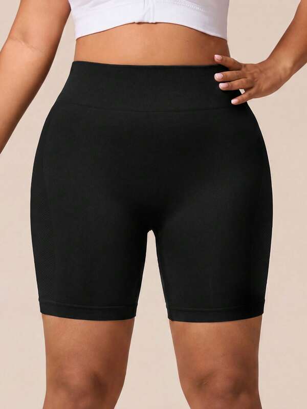 Easithlete 1 chiếc quần short thể thao nữ cỡ lớn, không đường may, kiểu dáng cơ bản, có sọc bên hông, cạp rộng, thích hợp cho chạy bộ, tập thể dục, yoga, đạp xe, rộng 15cm.