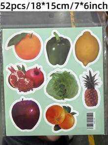 1PC Funny Food Stickers With Hilarious Expressions And Playful Poses, Customizable, Waterproof Vinyl Material, Suitable For Fridge, Lunchbox, Bringing Joy And Laughter - 10 * 15 half cut, fruit - View 18