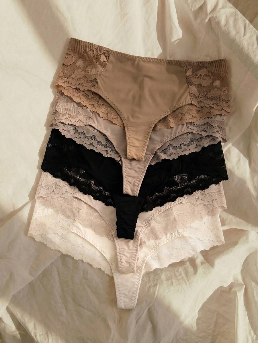 Lullawish 5 件套迷人蕾丝拼布丁字裤 - 彩色 - 查看 1