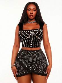 SHEIN SXY Chân váy ngắn sequin kiểu Y2K gợi cảm dành cho nữ, thích hợp cho mùa hè. - màu đen - Xem 8