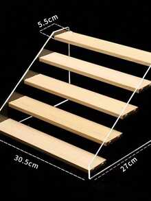 1pc Wooden Multilayer Stepped Display Stand, Wooden Multi-Tier Storage Display Riser For Collectibles, Action Figures, Perfume, Cosmetics, Multipurpose Display Shelf - Beige - View 17