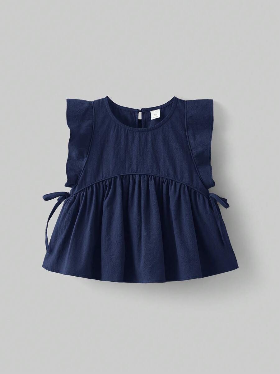 Maija Kids Maija Kids Blus Anak Perempuan Berkerah Bulat Lengan Pendek - Navy Blue - View 1