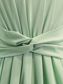 Girls' Sage Green Elegant Sleeveless Formal Flower Girl Dress, Everyday Wear Wedding Summer - Green - View 4