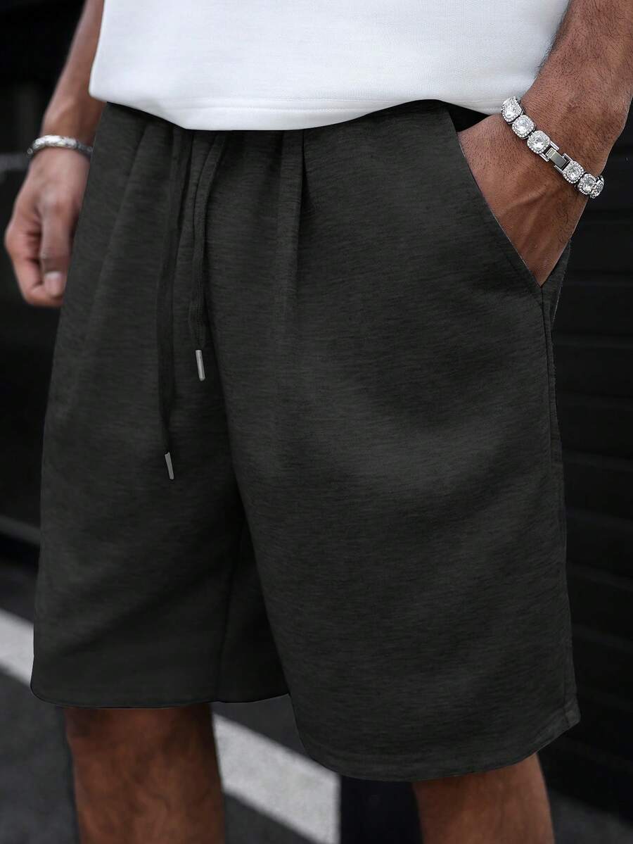 Manfinity Roghcode Casual Pleated Pocket Men Shorts, Holiday - Black - View 1