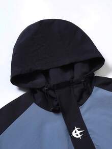 STYNVO Men's Contrast Color Hooded Zipper Casual Loose Long Sleeve Jacket - Black - View 4