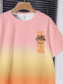 SHEIN 青少年男童休闲舒适简约圆领短袖T恤和短裤套装 - 彩色 - 查看 4