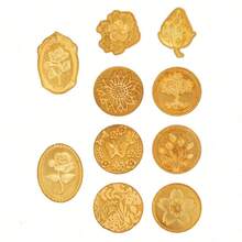 10/11 件金色蜡封印章套装，带木柄，金属印章蜡封印章套件，带有各种图案，可用于信件、贺卡和礼品装饰 - 彩色 - 查看 6