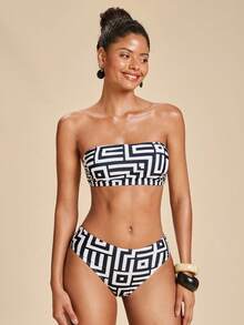 Travachic Women Floral Print Bandeau Bikini Set,Summer Outfits For Women,Swimsuits For Woman,Bathing Suits For Women - Multicolor - View 7