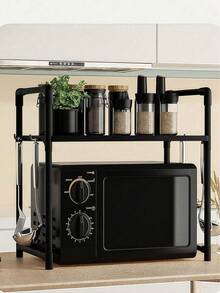 SHEIN 1 pieza Estante de almacenamiento multifuncional para encimera, estante para horno de microondas de cocina reforzado, estante de almacenamiento para el hogar para la cocina, la sala de estar y el dormitorio - Multicolor - Ver 15