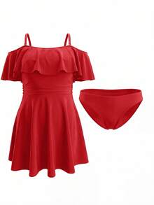 Swim Lushoire 2026 New Summer Beach Vacation Casual Plus Size Swimsuit Skirt, Red - Red - View 6