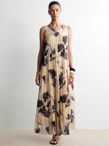 SHEIN Stylify Đầm xếp ly in họa tiết cổ chữ V dành cho nữ - Nhiều màu - Xem 6
