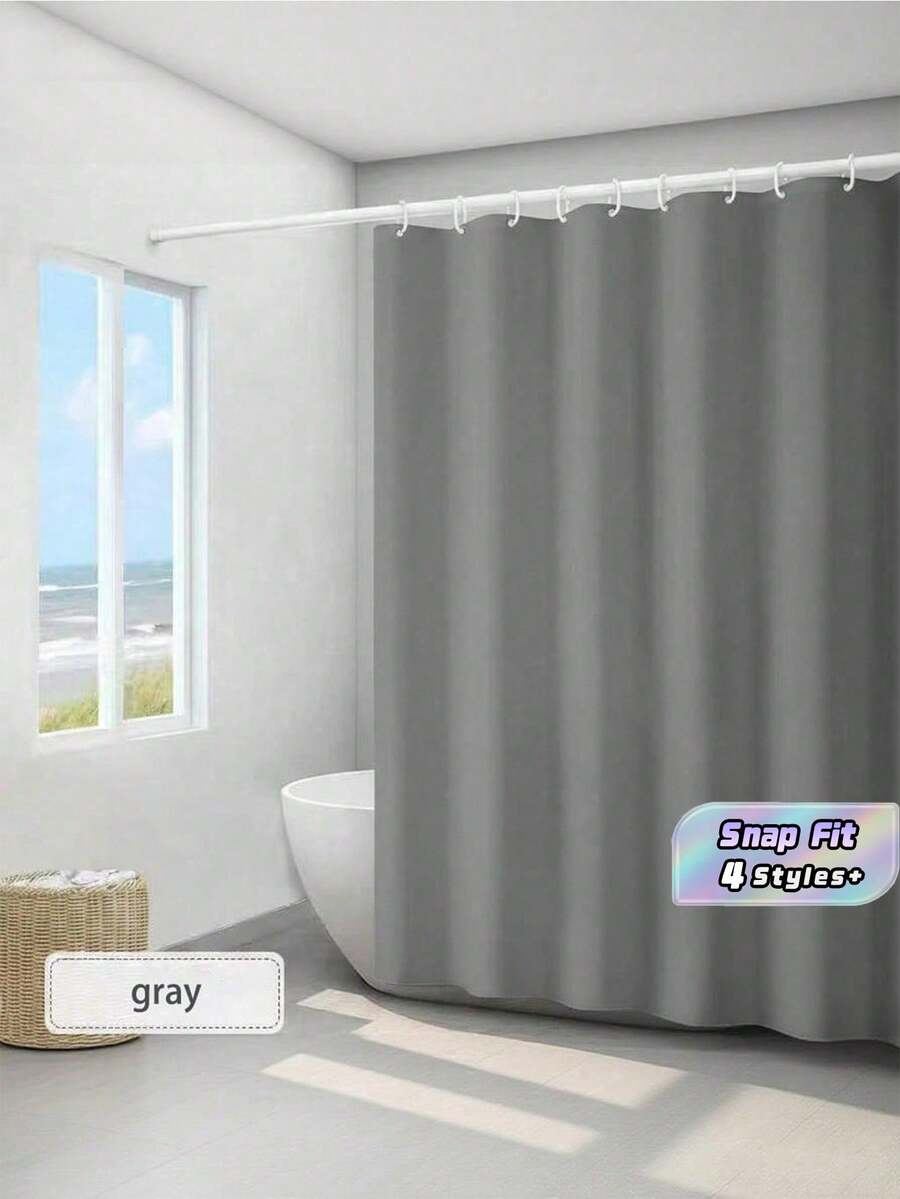 Solid Color Grey Waterproof Shower Curtain, Modern Polyester Partition Curtain, For Bathroom Home Bathroom Decor Fall Decor Bathroom Accessories - Grey - View 1