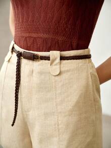 MOTF PREMIUM QUẦN SHORT VẢI COTTON CÓ THẮT LƯNG, THÍCH HỢP CHO VIỆC ĐI LẠI HÀNG NGÀY. - Màu be - Xem 1