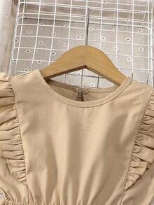 SHEIN Bộ jumpsuit nữ trẻ trung, năng động, dễ phối đồ, thích hợp mặc đi biển, nghỉ mát, hàng ngày, kiểu dáng thường ngày, có bèo nhún, lưng hở, dây rút eo. - Hồng - Xem 4