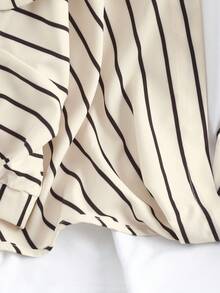 SHEIN Tall Ladies' Striped Two Pieces Style Blouse , Vacation , Summer , Commuting , Elegant , Striped Casual Top, Tall Women - Multicolor - View 4
