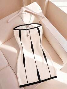 GlowEve Color-Blocked Striped Knit Strapless Dress - Multicolor - View 2