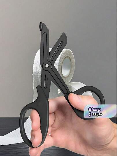 1 pièce Ciseaux de secours pour le personnel infirmier, bandage de traumatisme, ciseaux de premiers secours d'urgence pour l'extérieur, outil de secours infirmier, ciseaux à bandage en acier inoxydable à manche en plastique, ciseaux de premiers soins pour gaze, outil pratique, cadeau de Noël noir pour les fêtes, rentrée scolaire, fournitures scolaires