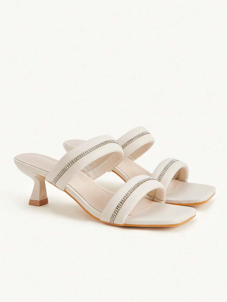 CUCCOO CHICEST Ladies Spring Summer Beige Fashion Home Leisure Office Commuter Ring Brick Set With High Heel Sandals