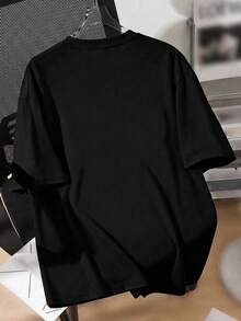 SHEIN 1件儿童/青少年男童休闲街头风小熊图案短袖圆领T恤，适合夏季穿着 - 黑色 - 查看 3