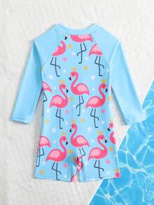 Baby/Baby GirlRandom Print One-Piece Long Sleeve Swimsuit - Blue - View 2