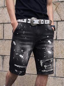Manfinity EMRG Quần short denim nam thời trang, thoải mái, đa năng, thích hợp mặc hàng ngày, mùa hè. - màu đen - Xem 5
