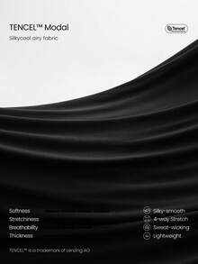 GLOWMODE SoftCalm 莫代尔 SleekFit 弹力透气及臀短袖修身圆领T恤，日常休闲夏季穿着 - 黑色 - 查看 4