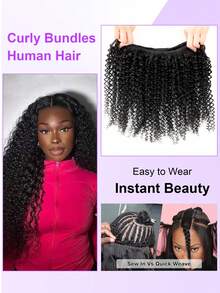 Kinky Lockig Hårextension Virgin mänskligt hår Vävning 3 Kinky Lockig Remy hår 100% Människa Hår Väver Extension Naturell Färg - Natural Black - Visa 10