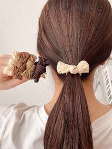 30pcs Mixed Color Bow Hair Scrunchies, Elegant Minimalist Korean Style Hair Ties For Ponytail Decoration, Cute Princess Casual Hair Accessories, Durable & Stretchy Ponytail Holder, Suitable For Daily Wear - multicolor - View 6