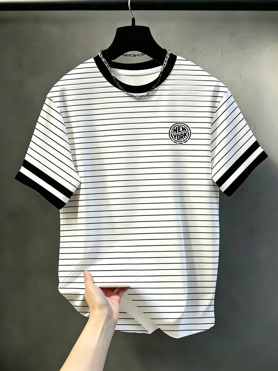 KRYTIVO 男士时尚夏季休闲运动服，男士上衣，腹部肌肉处饰有鸭子图案印花设计 - 白色 - 查看 1