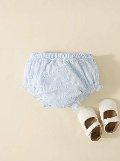 Souflis Souflis Newborn Baby Girls White Lace Ruffle Bloomers, Infant Bottoms, Baby White Shorts, Baby Underwear, Suitable For Matching Various Outfits, Dresses, Birthday Outfits