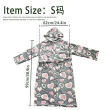 Women's Winter Robe - Pink & Gray Heart Pattern Long Sleeve Hooded Loose Robe, Adjustable Drawstring Waist, Machine Washable Women's Loungewear Robe (Sleepwear, Gift) - Grey heart - View 8