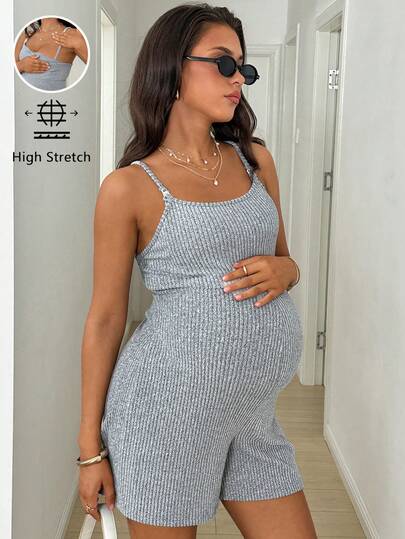 SHEIN Bộ áo liền quần bầu màu trơn, kiểu dáng thường ngày
