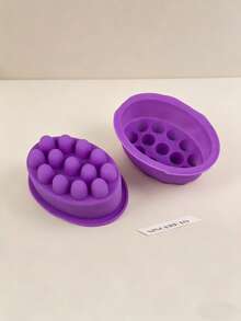 1Pc Oval Shaped Silicone Mold - 2 Compartment Massage Soap Mold For Hand Soap Crafts - Easy Release, Flexible And Durable Soap Mold For Creating Creative Soaps,Wedding Gift - multicolor - View 5