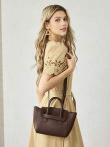 MOTF PREMIUM WOMEN'S FASHION COMMUTER TOTE BAG, LARGE CAPACITY - Coffee Brown - View 9
