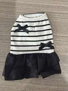宠物衣服 条纹简约透气狗狗连衣裙 适合小型宠物 - 黑與白 - 查看 17