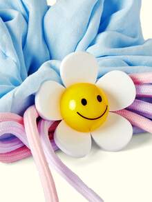 Popjeli Cartoon Sunflower Blue Large Intestine Hair Band,Y2K/Cute/Colorful/Chic,DIY,PINK,Summer/Beach/Prom/Part/Vacation/Travel,For Mom/Women/Girl/Mother,Heart,Floral - Blue - View 4