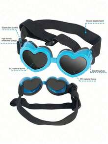 Heart-Shaped Dog Sunglasses UV Protection, Small Breed Puppy Goggles Waterproof Windproof Anti-Fog Adjustable Strap For Beach Outdoor - Multicolor - View 15