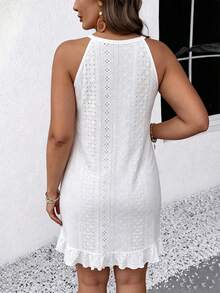 EMERY ROSE New Arrival Plus Size Women's Fashion Casual Versatile Jacquard White Vacation Dress - White - View 2
