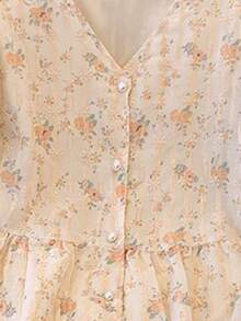 Franclia French Romantic Embroidered V-Neck Short Sleeve Blouse For Women - Orange - View 4