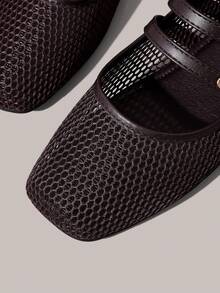 Styleloop Mesh Square Head Flat Women's Shoes, Bohemian Style, Holiday Atmosphere, Summer Wear, A Must For Travel - Brown - View 5