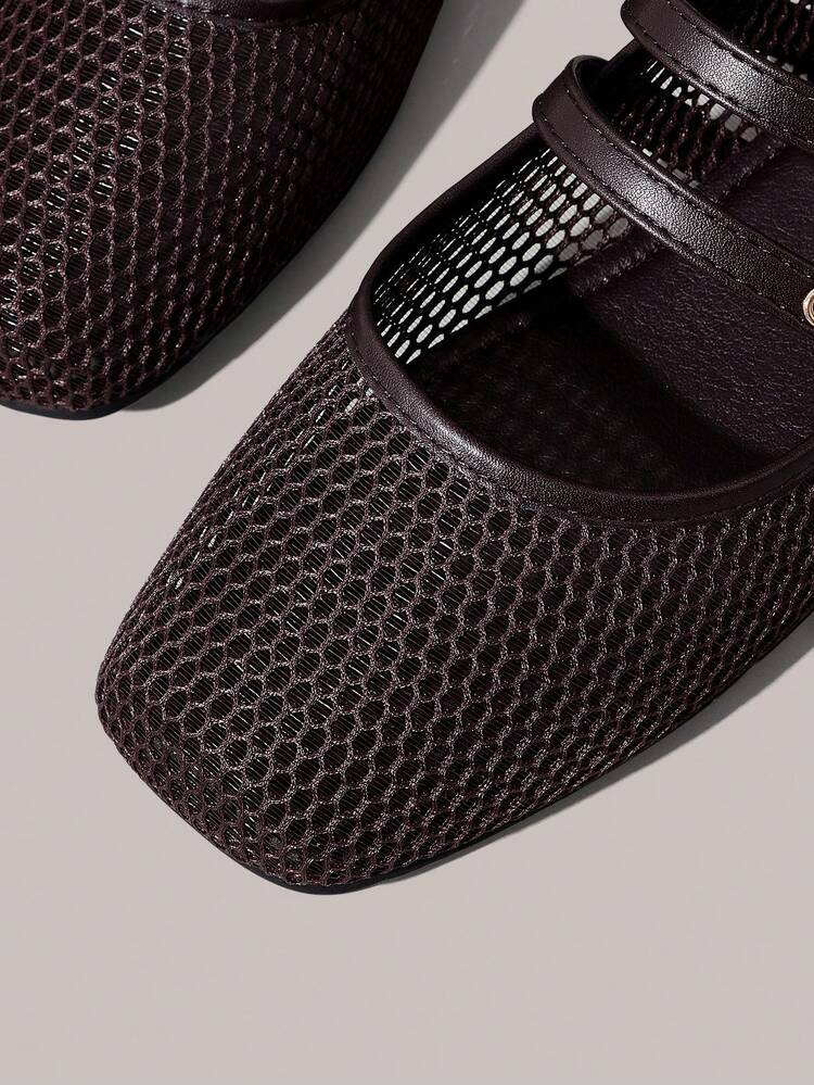 Styleloop Mesh Square Toe Flat Women's Shoes, Bohemian Style, Holiday Atmosphere, Summer Wear, A Must For Travel - Brown - View 5