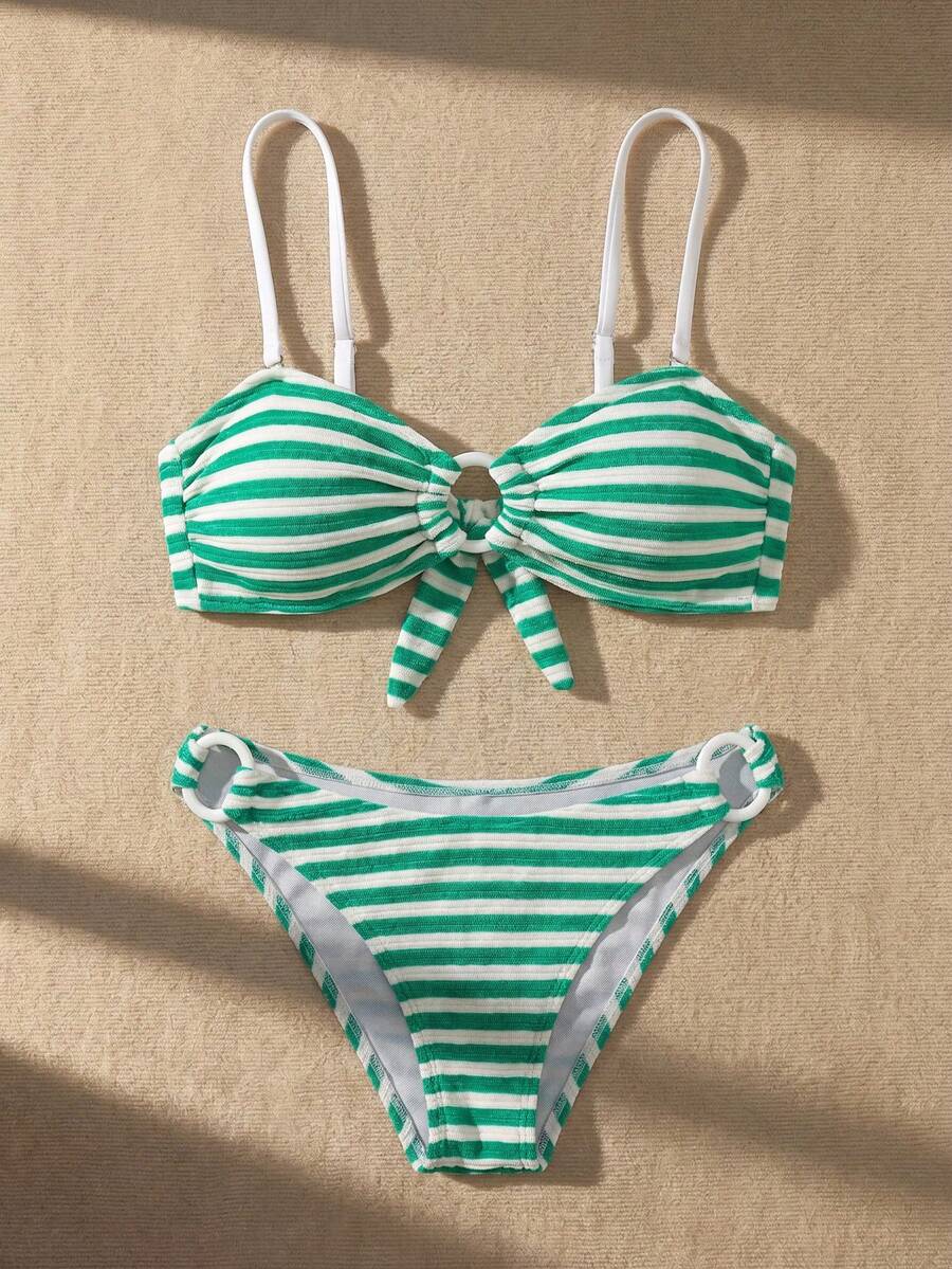 Anewsta Bộ bikini hai dây kẻ sọc dành cho nữ, thích hợp cho kỳ nghỉ hè ở bãi biển. - Nhiều màu - Xem 1
