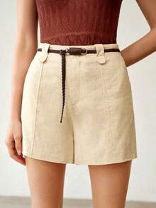 MOTF PREMIUM QUẦN SHORT VẢI COTTON CÓ THẮT LƯNG, THÍCH HỢP CHO VIỆC ĐI LẠI HÀNG NGÀY. - Màu be - Xem 6