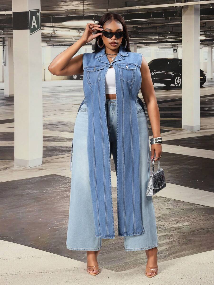 SHEIN Slayr Summer New Washed Blue Denim Loose Jacket - Blue - View 1