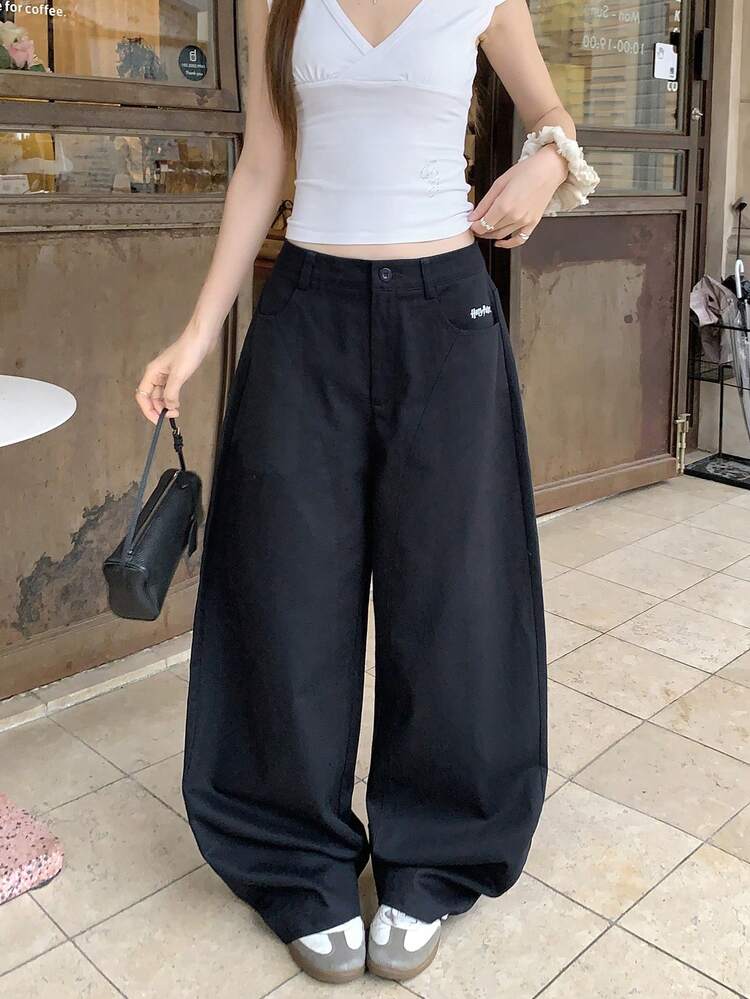 Loose Solid Color Printed Pattern Women's Long Pants